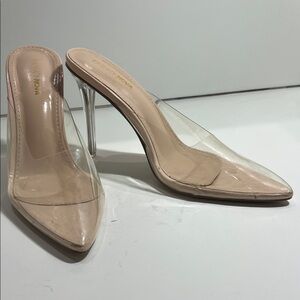 Fashion Nova Transparent and Beige Heels